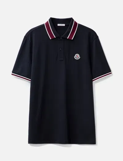 Moncler Logo-patch Polo Shirt In Blue