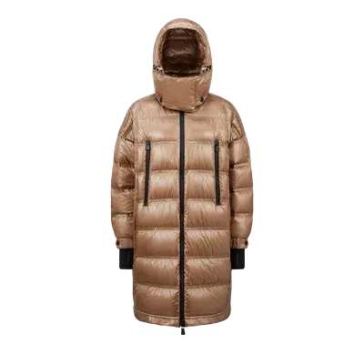 Moncler Doudoune Longue Rochelairs In Beige