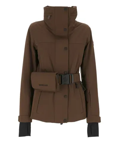 Moncler Down Jacket In Brown