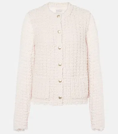 Moncler Down-paneled Wool-blend Cardigan In Pink