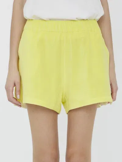 Moncler Cotton Shorts In Yellow