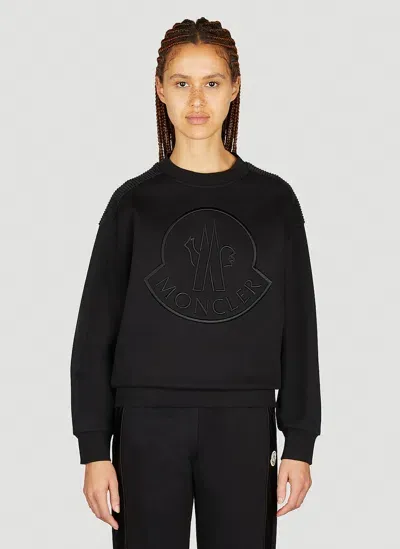 Moncler Logo Cotton Sweatshirt In Black