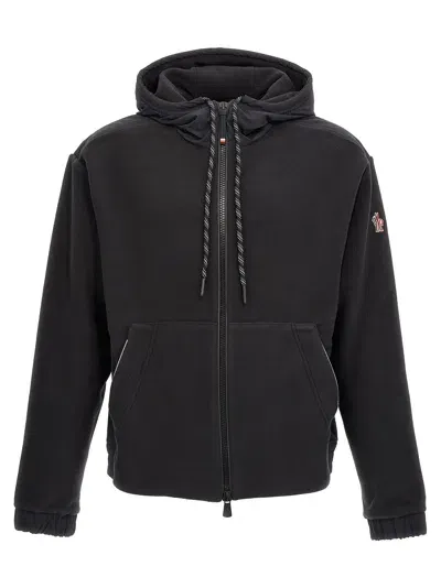 Moncler Fleece Hoodie Sweatshirt In Black