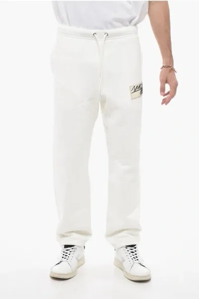 Moncler Fleece Joggers With Logo Patch In White