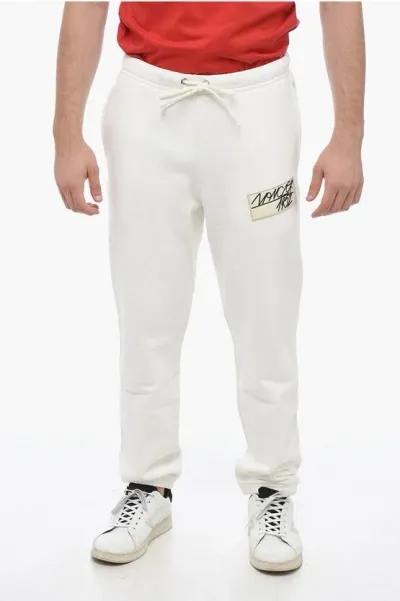 Moncler Fleece Joggers With Logo Patch In White