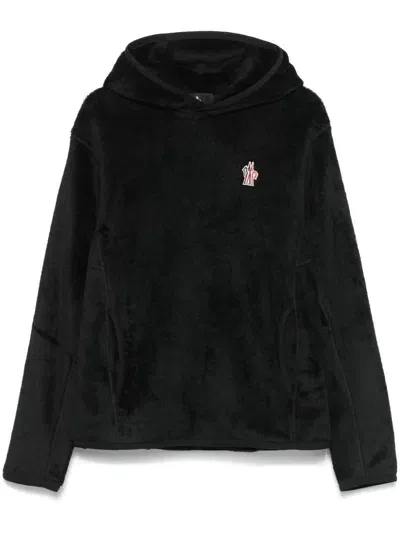 Moncler Fleece-texture Hoodie In Black