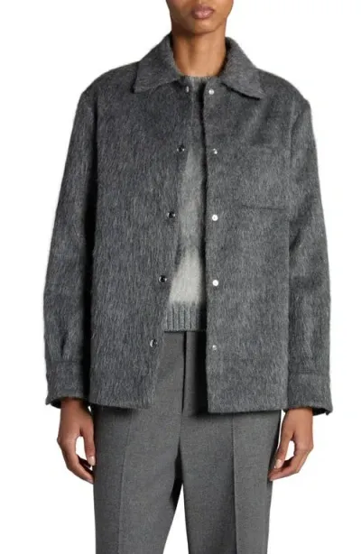 Moncler Fuzzy Shirt Jacket In Grey