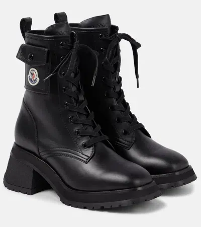 Moncler Gigi Leather Ankle Boots In Black