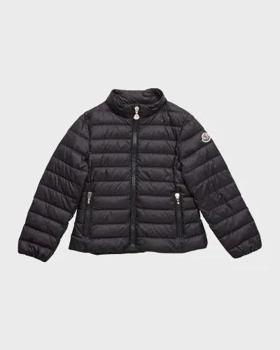 Moncler Kids' Girl's Kaukura Nylon Down Jacket In Black