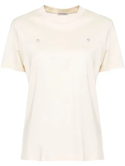 Moncler Gold-tone Buttons T-shirt In Yellow