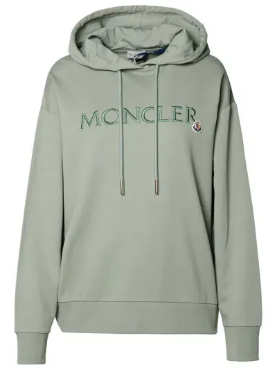 Moncler Logo-embroidered Cotton Hoodie In Grey