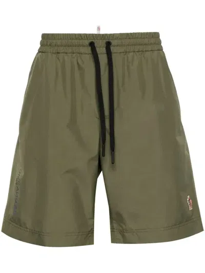 Moncler Logo-patch Running Shorts In Green