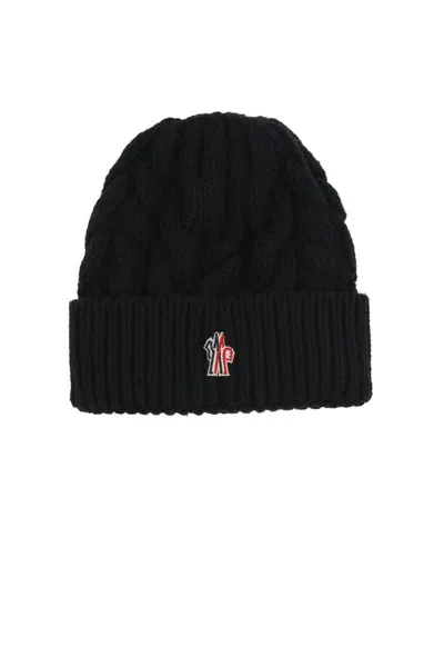 Moncler Beanie Hat In Wool In Black