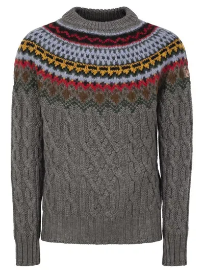 Moncler Grenoble Cable Knit Crewneck Jumper In Multi