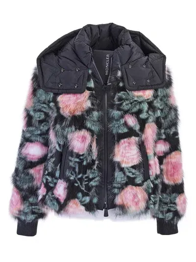 Moncler Grenoble Floral Printed Hooded Jacket In Multi