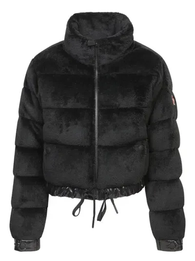 Moncler Ayse Polartec Velvet Fleece Bomber Jacket In Black