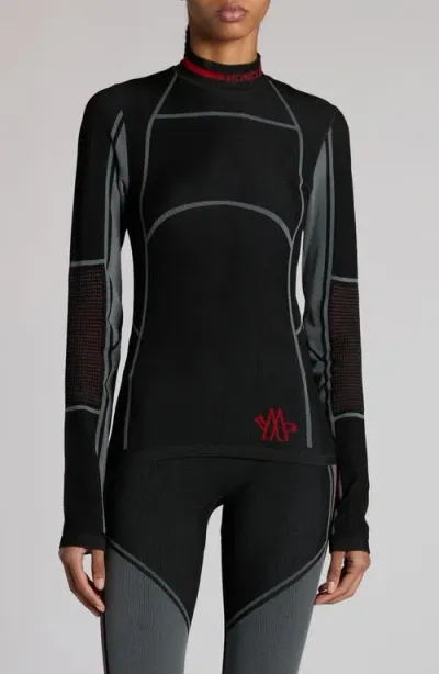 Moncler Grenoble Long Sleeve Active T-shirt In Black