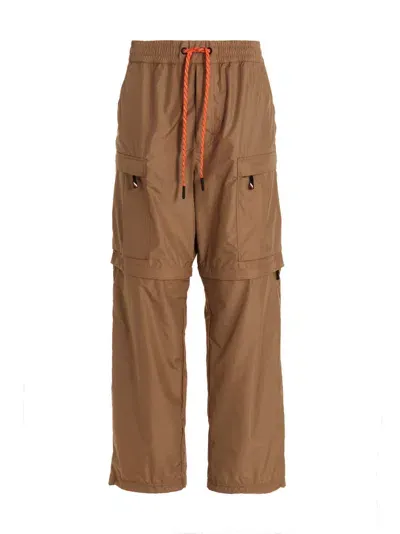 Moncler Nylon Cargo Pants With Drawstring In Cream