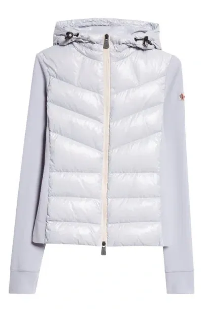 Moncler Grenoble Quilted Nylon & Stretch Fleece Hooded Cardigan In Grey