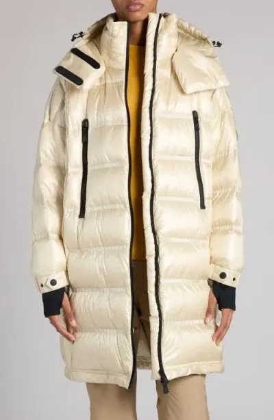 Moncler Grenoble Rochelairs Down Long Parka In Tan