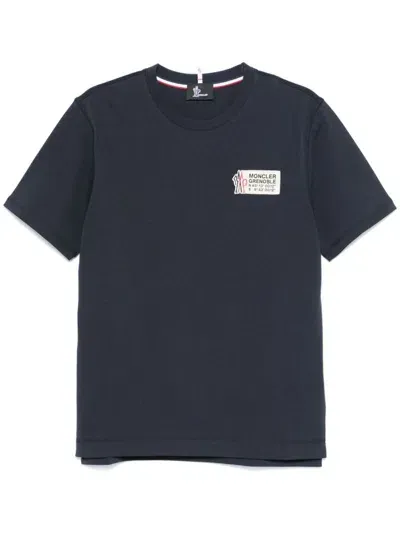 Moncler Grenoble Stamp Logo T-shirt In Navy