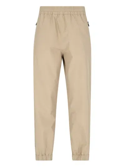 Moncler Grenoble Elastic Waistband Trousers In Beige