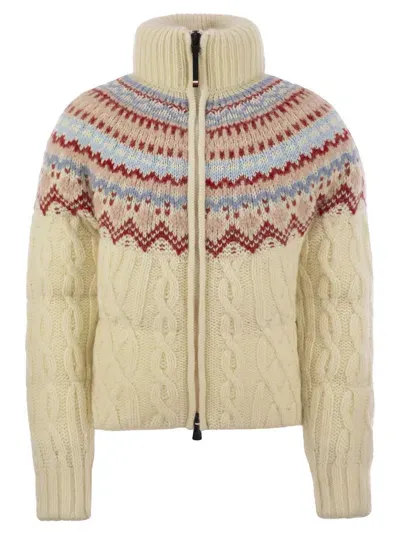 Moncler Knit Wool-mohair Down Jacket In White