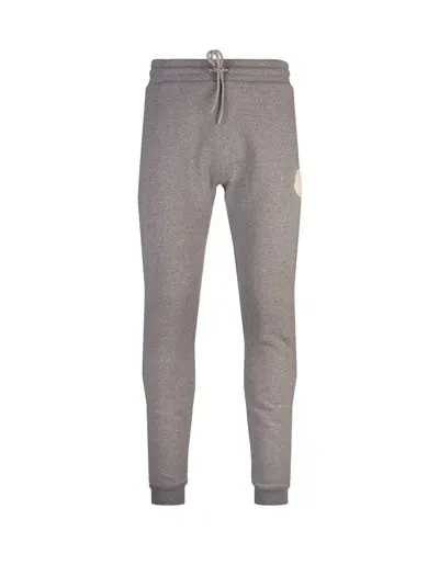 Moncler Grey Joggers With Contrast Logo Patch