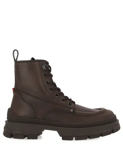 Moncler Hevea City Lace-up Boots In Brown