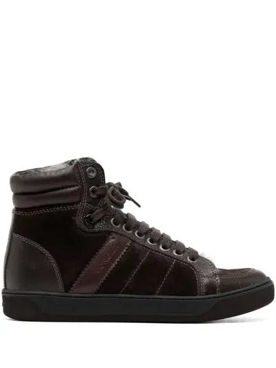 Moncler High Top Trainer In Brown