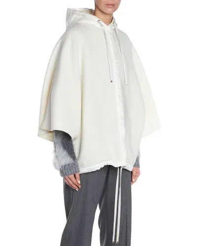 Moncler Hooded Cape In Pastel Yellow