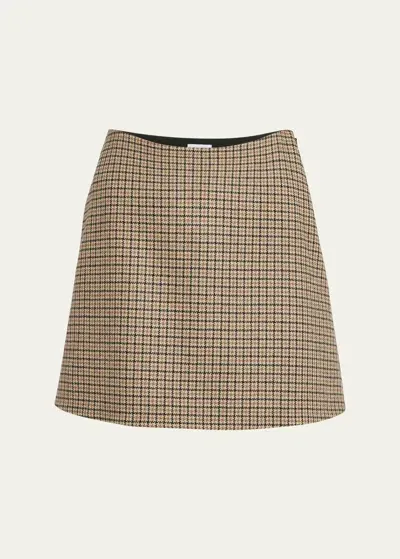 Moncler Houndstooth Plaid Mini Skirt In Multicolor