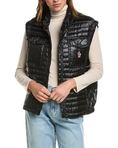 Moncler Ollon Quilted Nylon Down Vest In Black