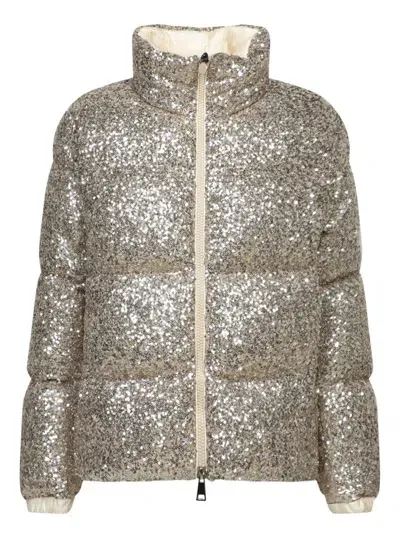 Moncler Silver Sequin Jacket In Grey