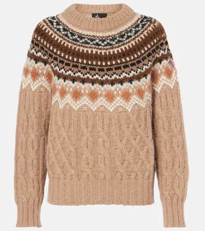 Moncler Jacquard Wool And Mohair-blend Sweater In Beige