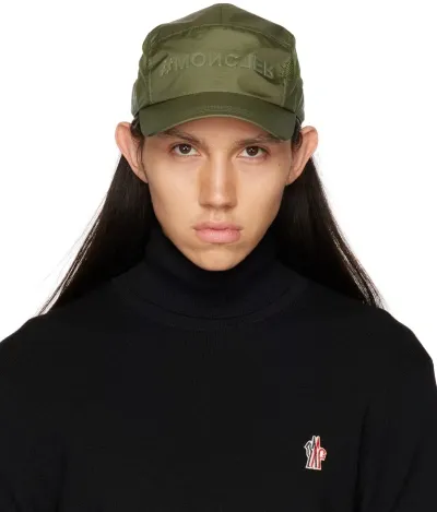 Moncler Khaki Bonded Cap In 891 Green