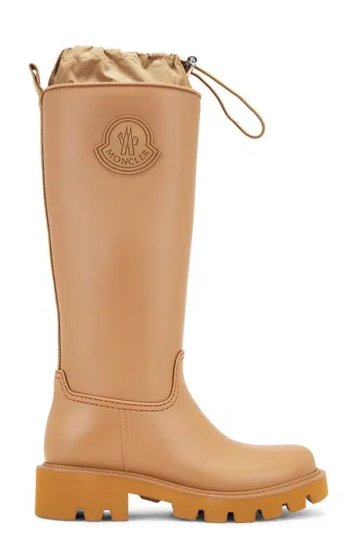 Moncler Kickstream High Rubber Rain Boots In Beige