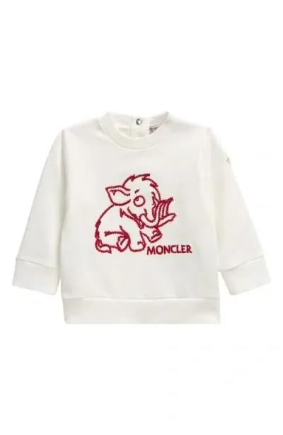 Moncler Kids' Embroidered Mammoth Graphic Sweatshirt In White