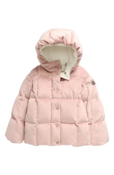 Moncler Kids' Leah Hooded Chenille Down Puffer Jacket In Pink