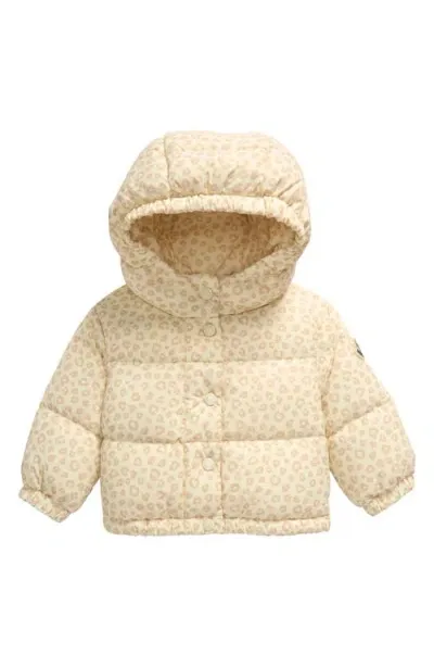 Moncler Kids' Tessa Leopard Print Down Puffer Jacket In Beige