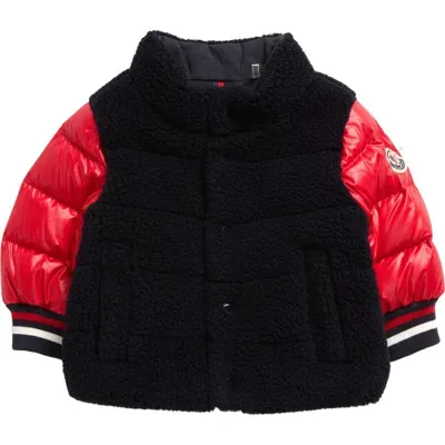 Moncler Kids' Tyler Mixed Media Puffer Jacket In Blue