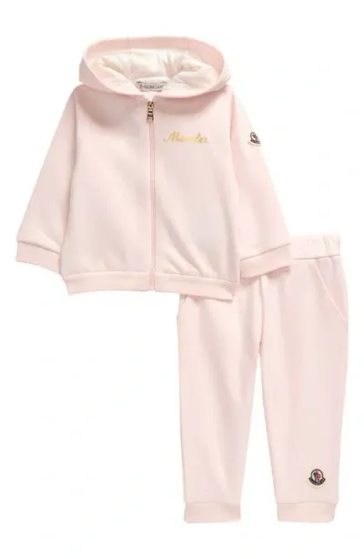 Moncler Kids' Zip Hoodie & Joggers Set In Rose Pink