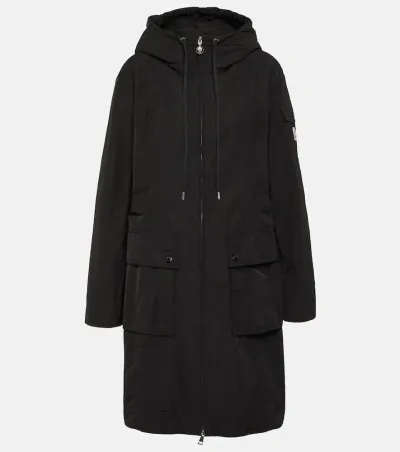 Moncler Laerte Long Parka Jacket In Black