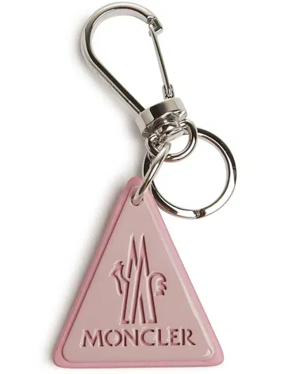 Moncler Leather Key Ring In Pink