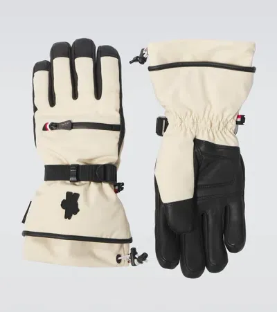 Moncler Leather-trimmed Ski Gloves In 051-cream