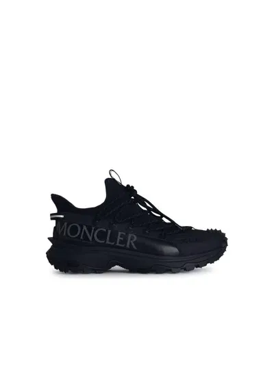 Moncler Lite2 Black Tech Fabric Sneakers In Negro