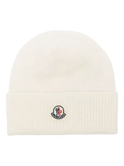 Moncler Logo-patch Beanie Hat In White