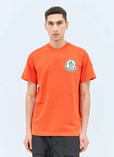 Moncler Logo Applique T-shirt In Orange