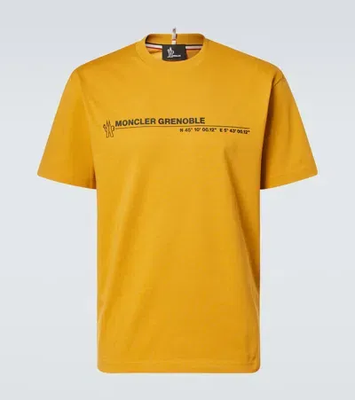 Moncler Logo Cotton Jersey T-shirt In Yellow