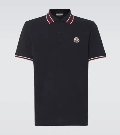 Moncler Logo Cotton Polo Shirt In Multi